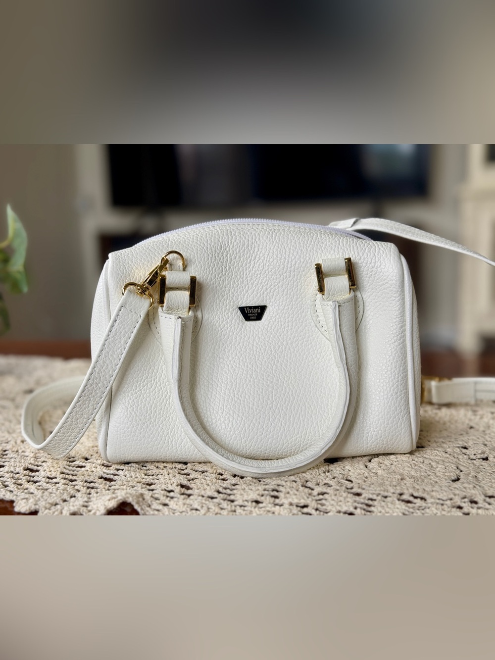 White Leather Dome Satchel